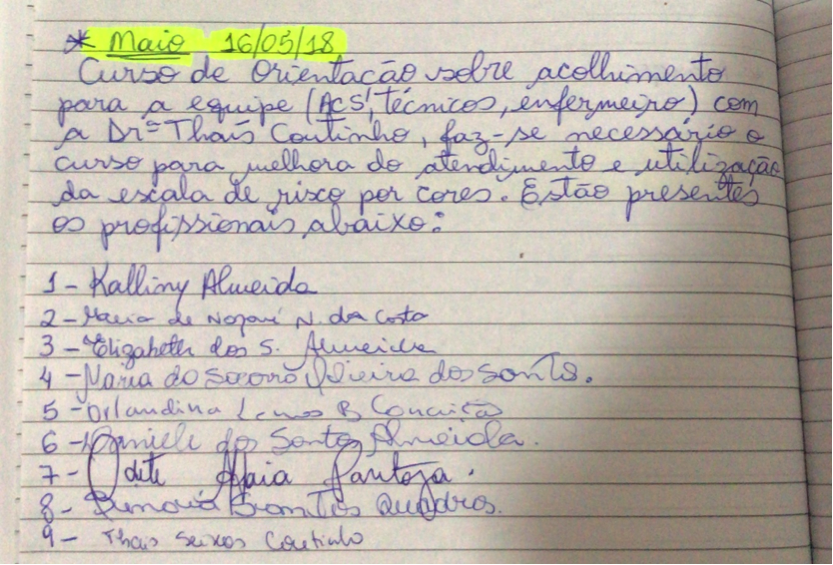 FOTO 2- Registro em ata  da reunião