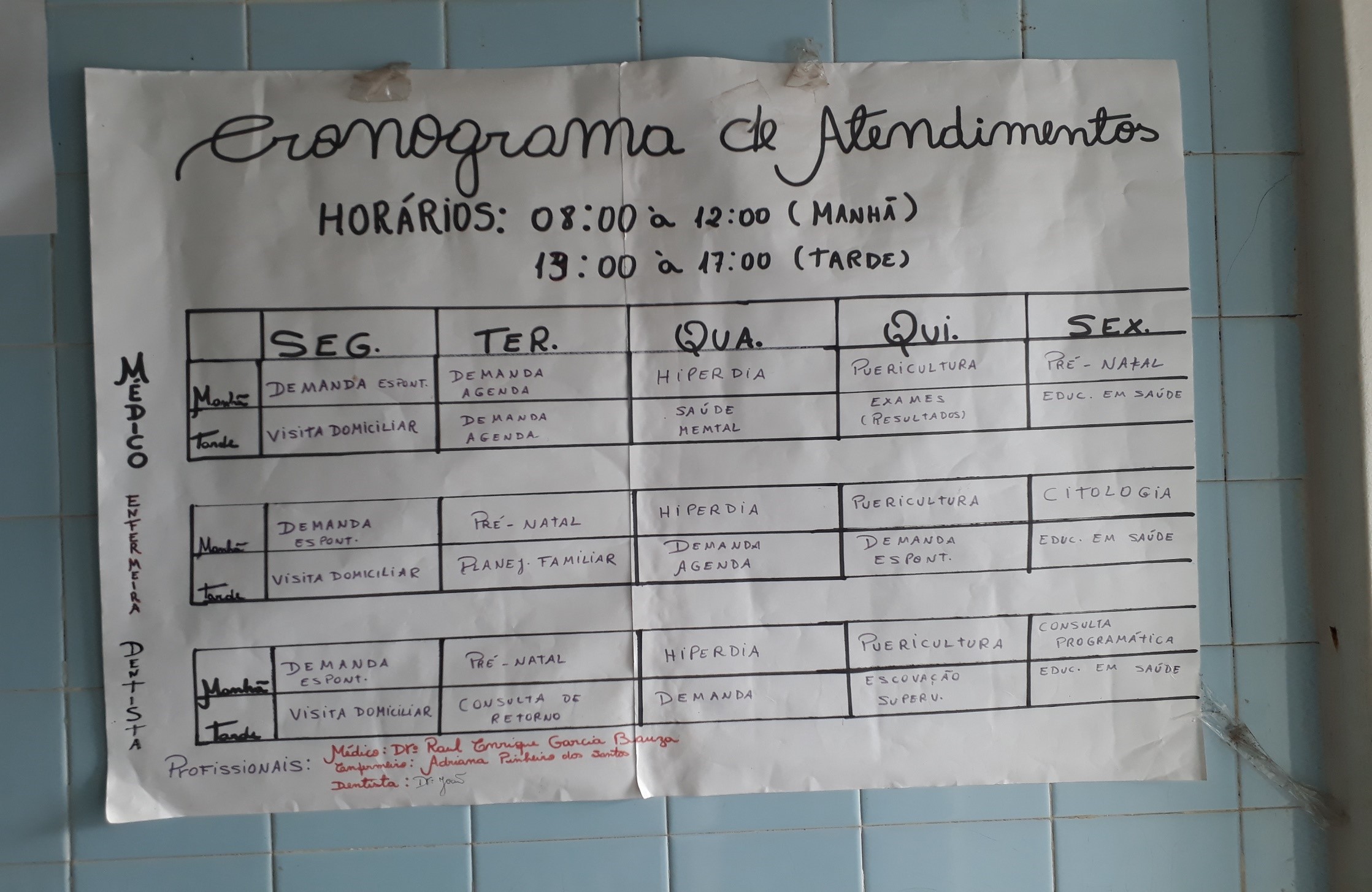 cronograma de atendimento